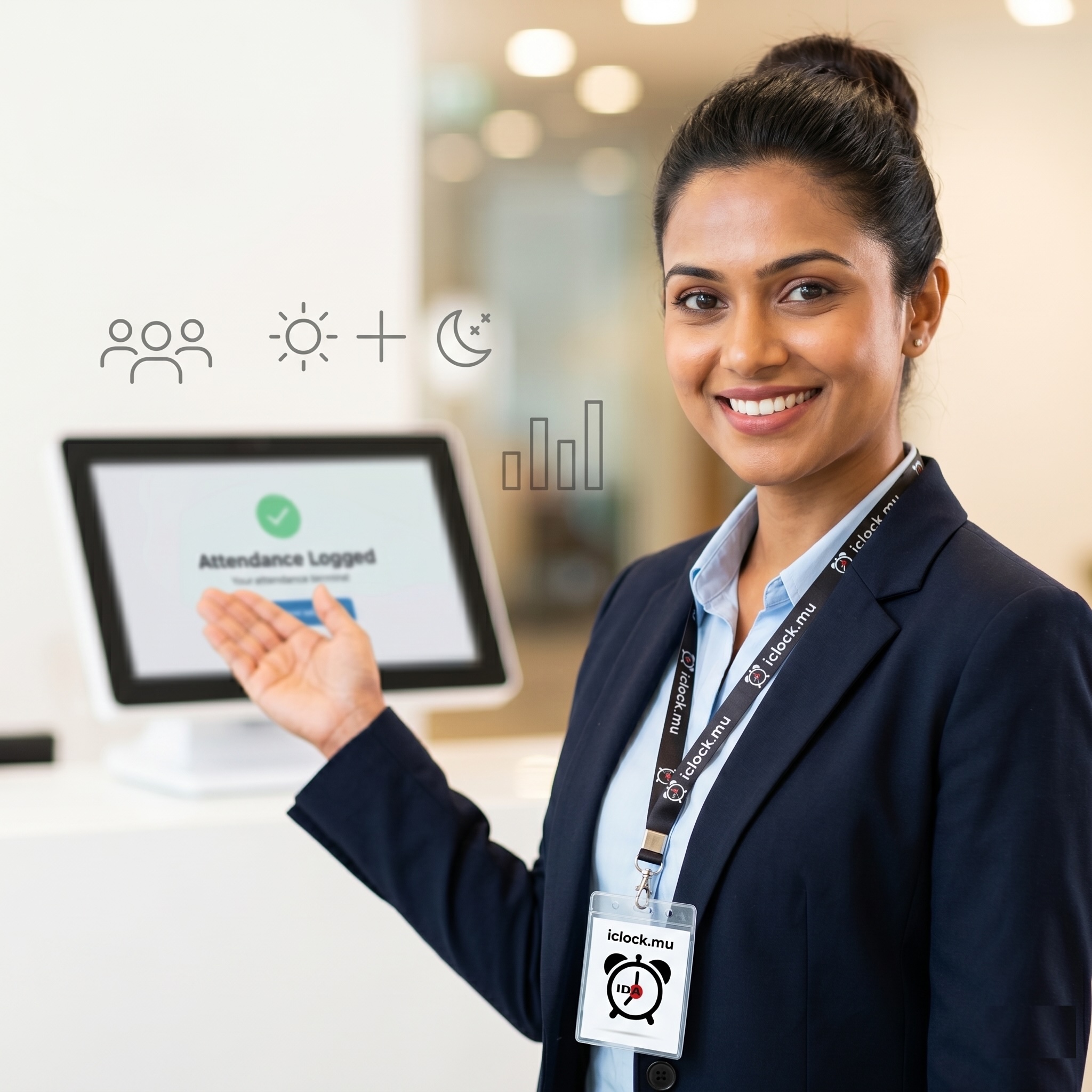 iClock reception — attendance logged